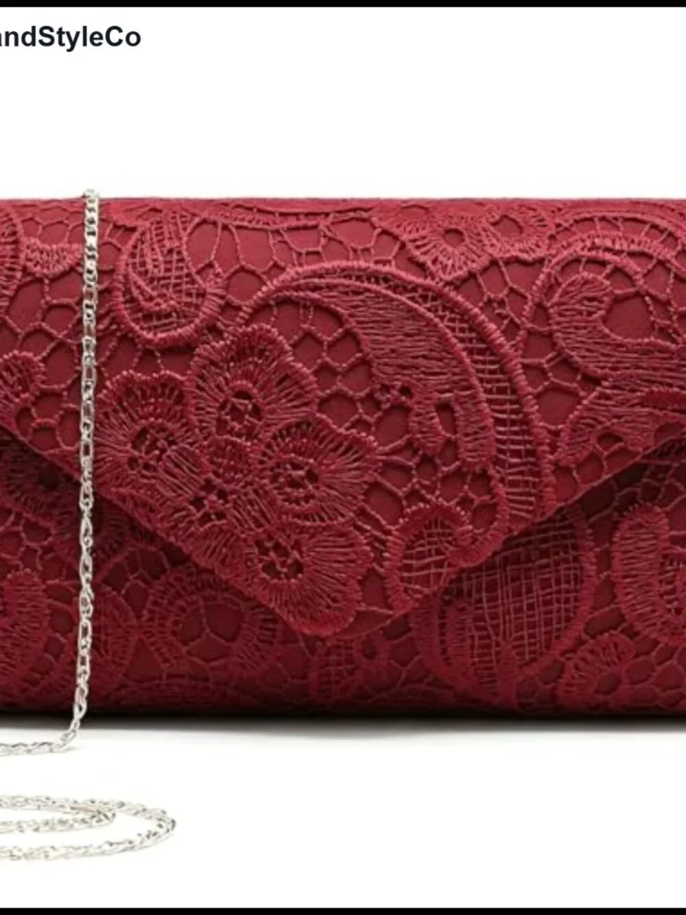 Lace Embroidered Clutch Evening Bag Envelope Satin Purse